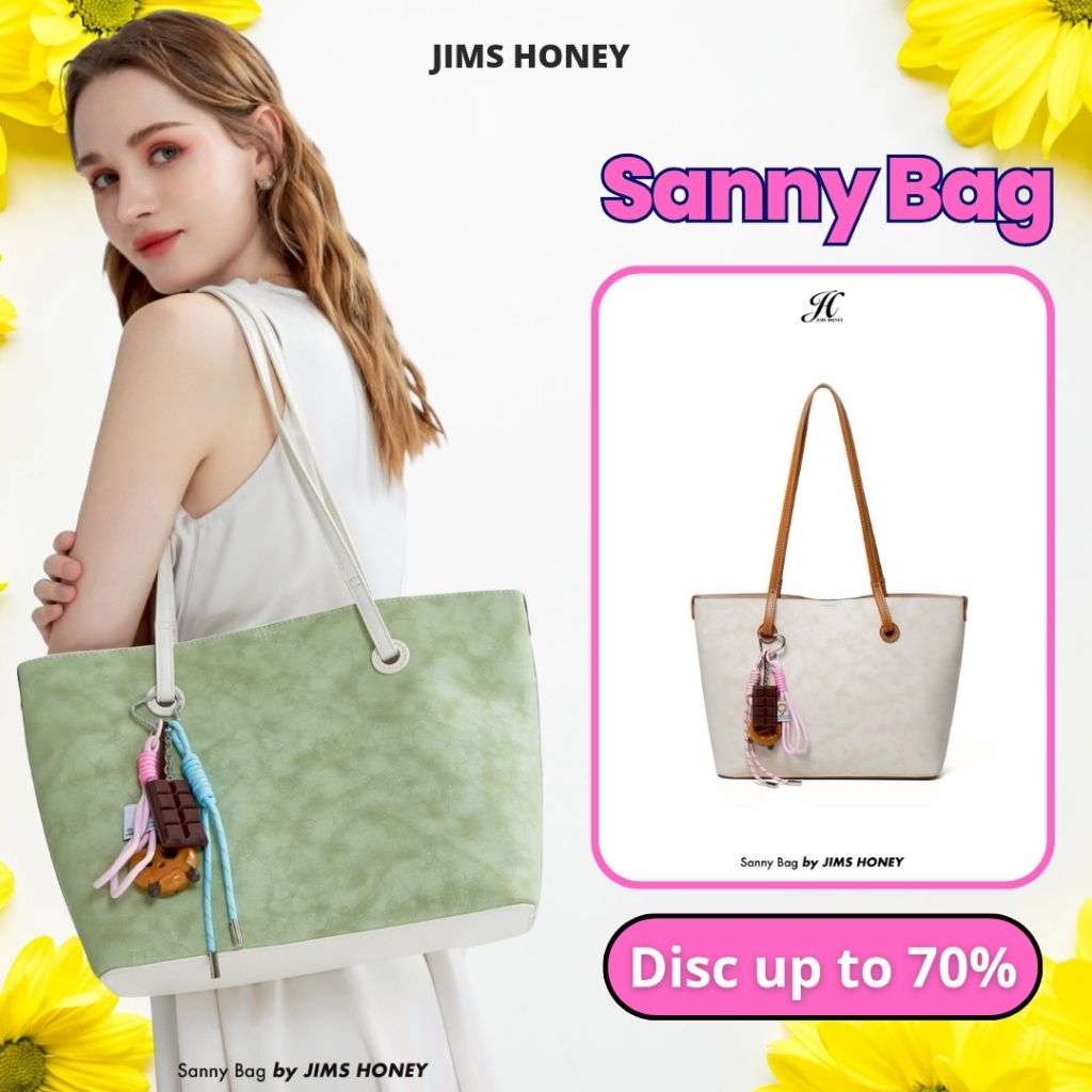 Jimshoney Sanny Bag free Gantungan Tas Manis - Tas Totebag Wanita Desain Clean, Kokoh, dan Elegan, M