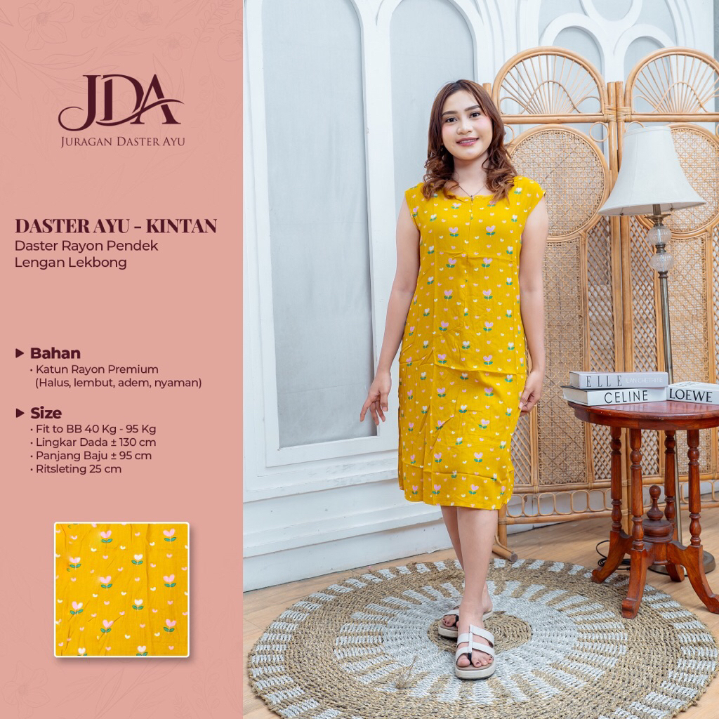 Daster Ayu Kinan Asli Daster Pendek Wanita Lengan Lekbong Bahan Rayon Nyaman