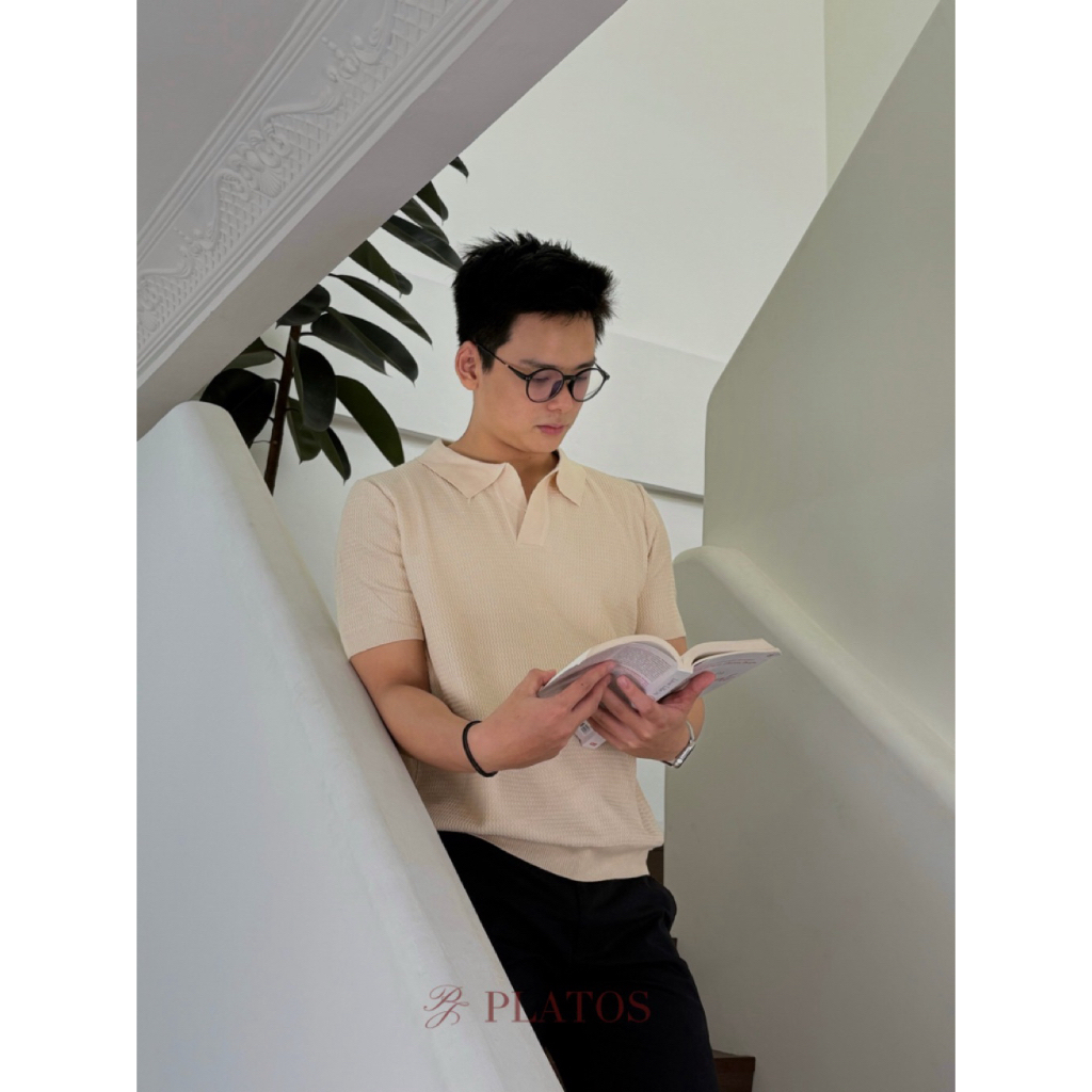 PLATOS Atticus Polo Knit Pria - Premium Knit | Old Money & Casual Style