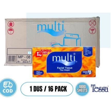 ( 1 KARTON isi 16 BOX ) MULTI 1000 gram - Tissue Facial jumbo size kiloan