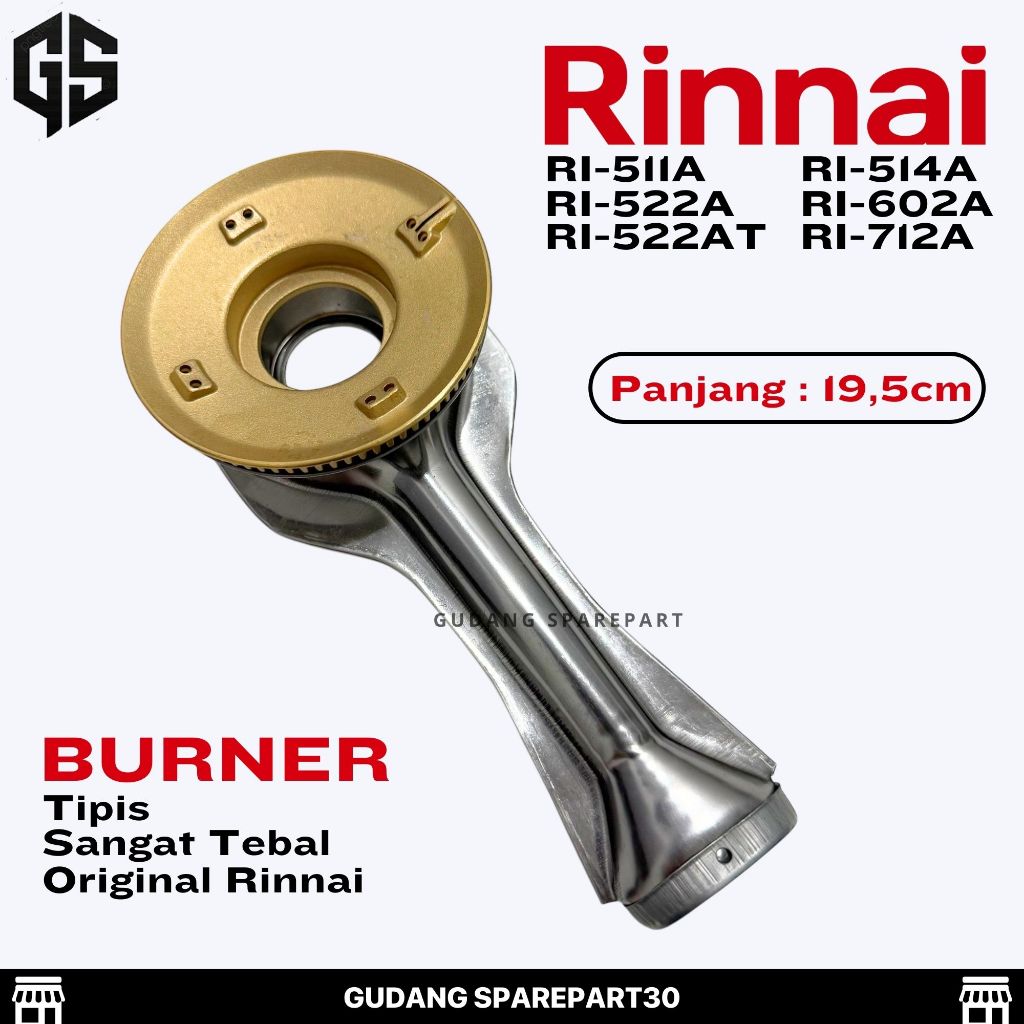 1 Set Tungku RB Pendek + Burner Kompor Gas Rinnai Besar Original 712 / Tungku Cerobong Kuningan Rinn