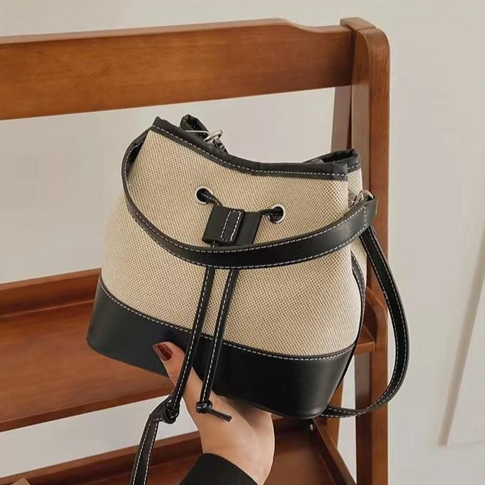 MARDIBAG IMPORT - ZCJ0157 Tas Bucket Kanvas Tas Selempang Serut Wanita Import Tas Kerut Cewek Murah