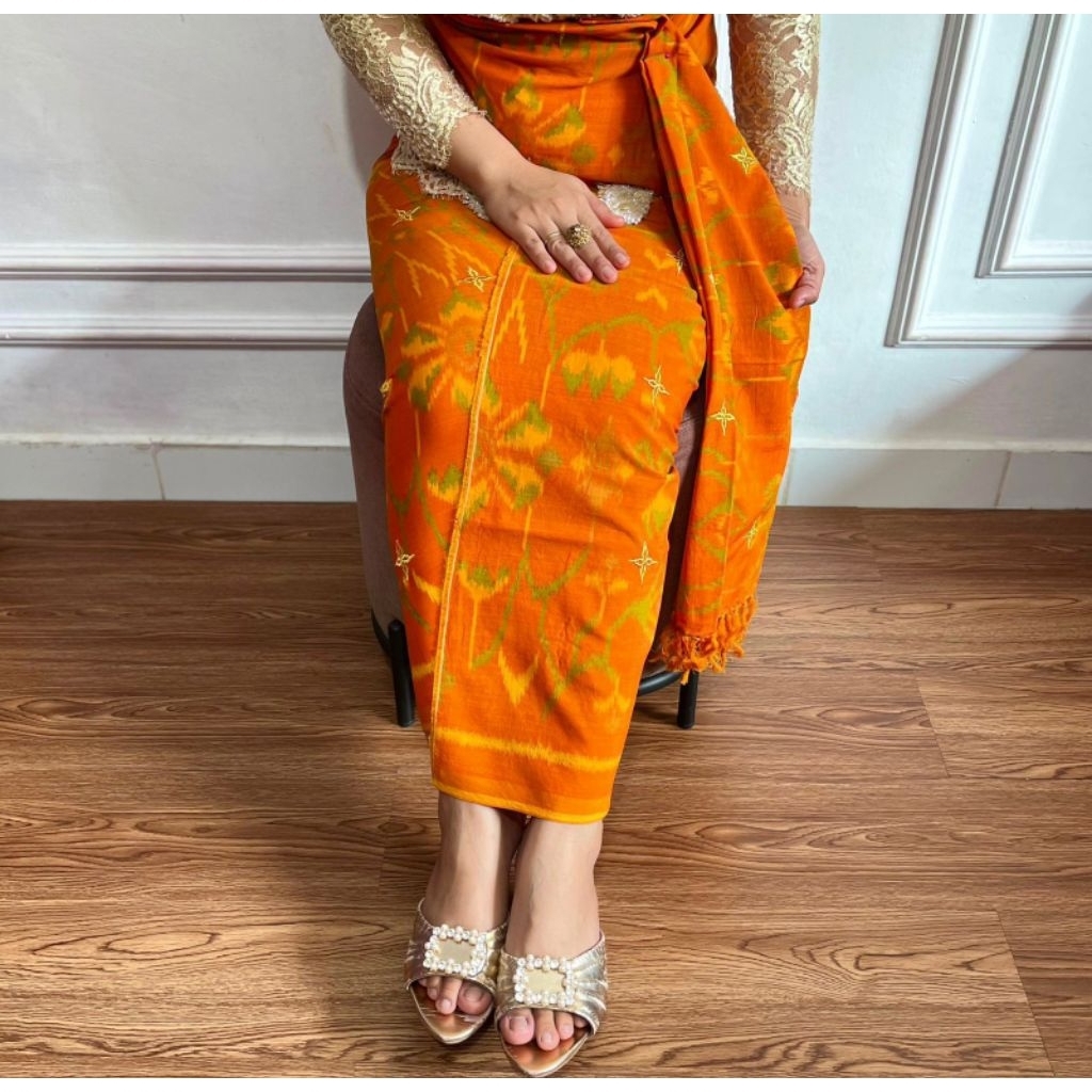 kain tenun endek alam lasem tabur bintang set selendang songket bordir emas // kamen endek bali // k