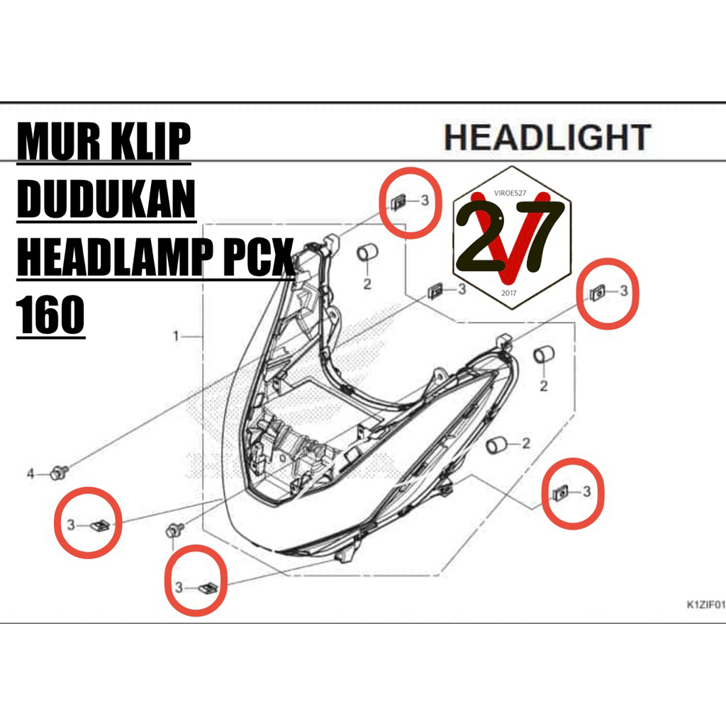 MUR KLIP LAMPU DEPAN PCX 160 ORIGINAL HONDA