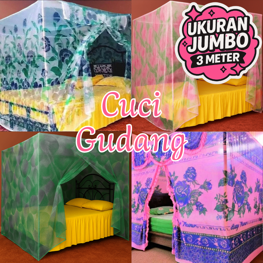 Kelambu Anti Nyamuk Gantung Kotak Jumbo Motif Bunga 180x200 200x200 300x200