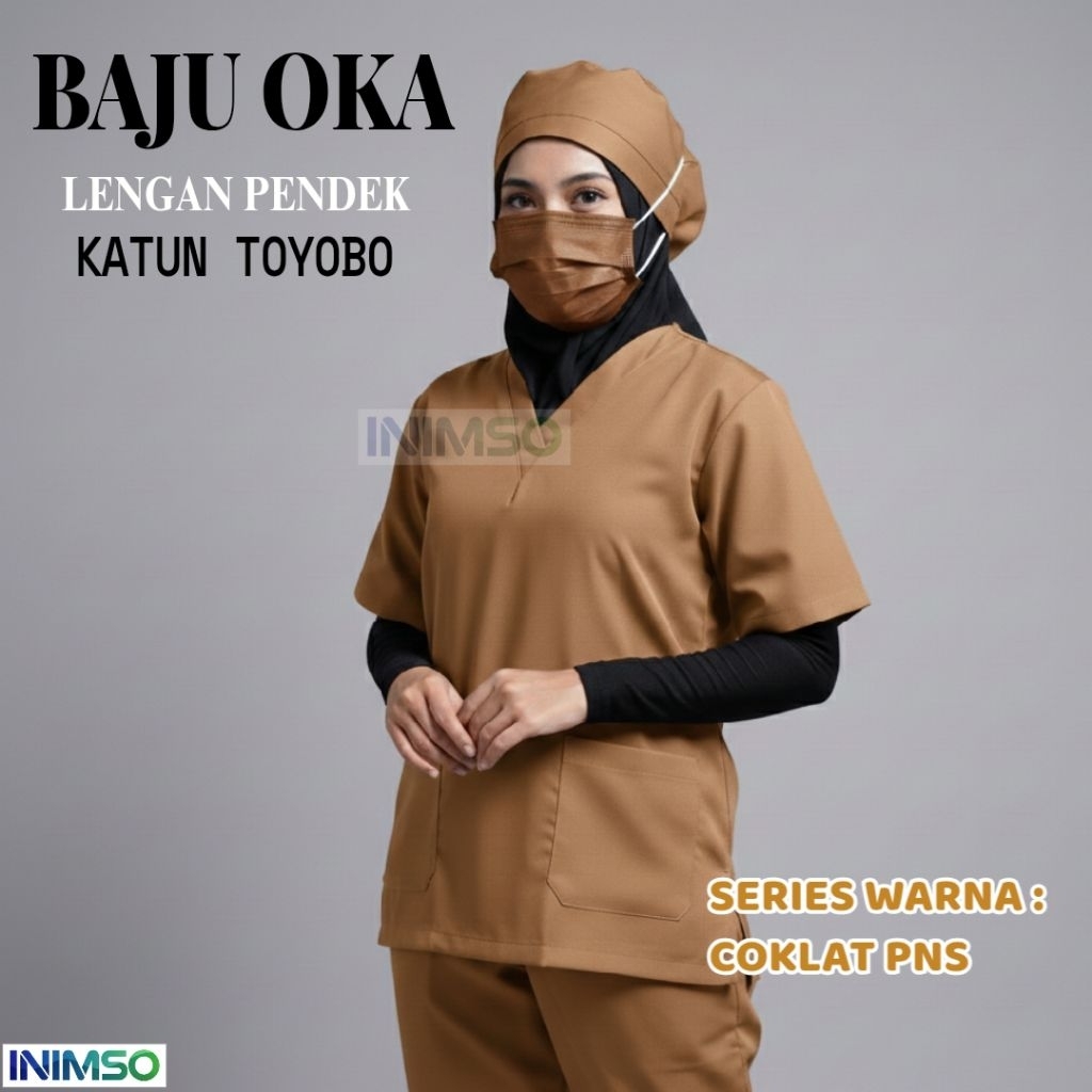 Baju Oka Perawat warna Coklat PNS Lengan Pendek Toyobo