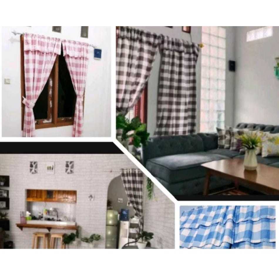 Terbaru Tirai Gorden jendela & Pintu Motif Kotak Besar ( Catur ) Beragam Ukuran Dan Warna