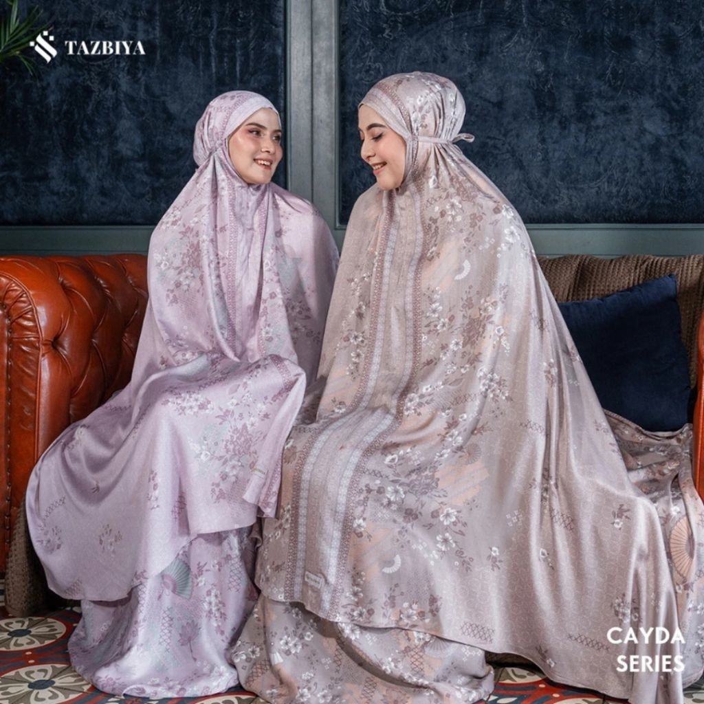 ORIGINAL 100% MUKENA TAZBIYA PREMIUM CAYDA SERIES | Mukena Rayon Satin 2IN1 Free Sajadah | Mukena Mo