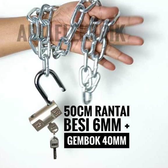 Paket Rantai Besi Kapal + Gembok / Gembok Gerbang / Gembok Kunci Pagar / Gembok Rantai / Rantai Dan 