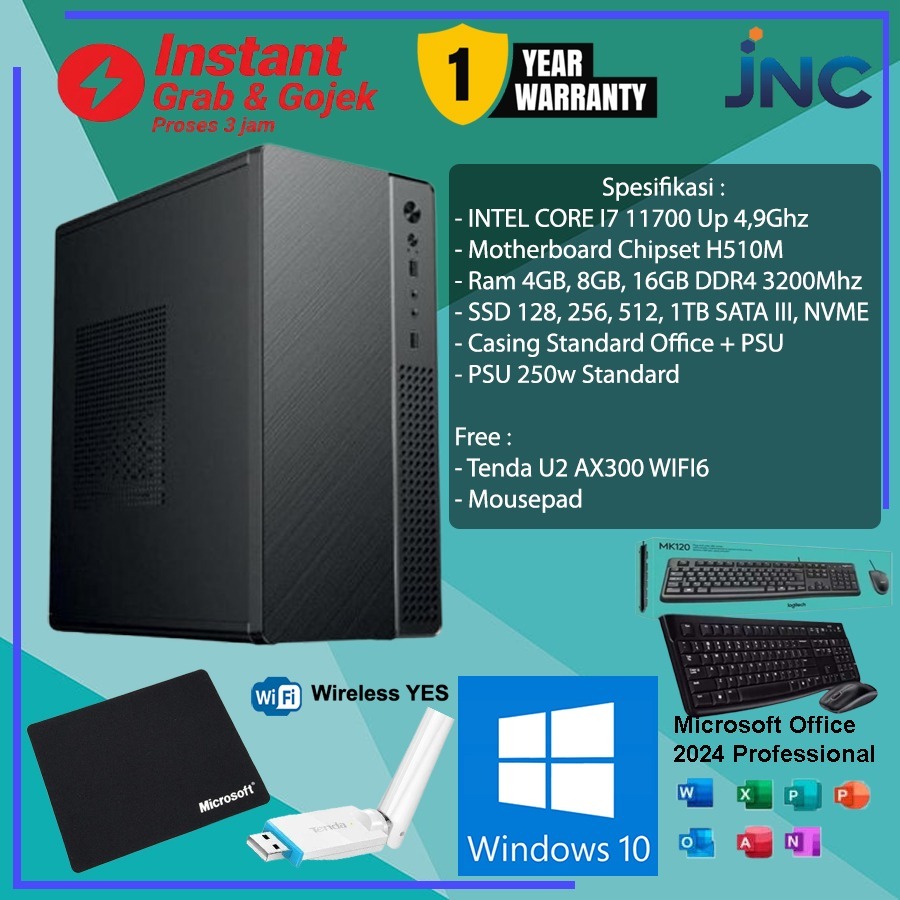 Komputer Rakitan Intel Core i7 11700 Gen11 Up 4,9Ghz RAM 16GB SSD 1TB KEYBOARD MOUSE