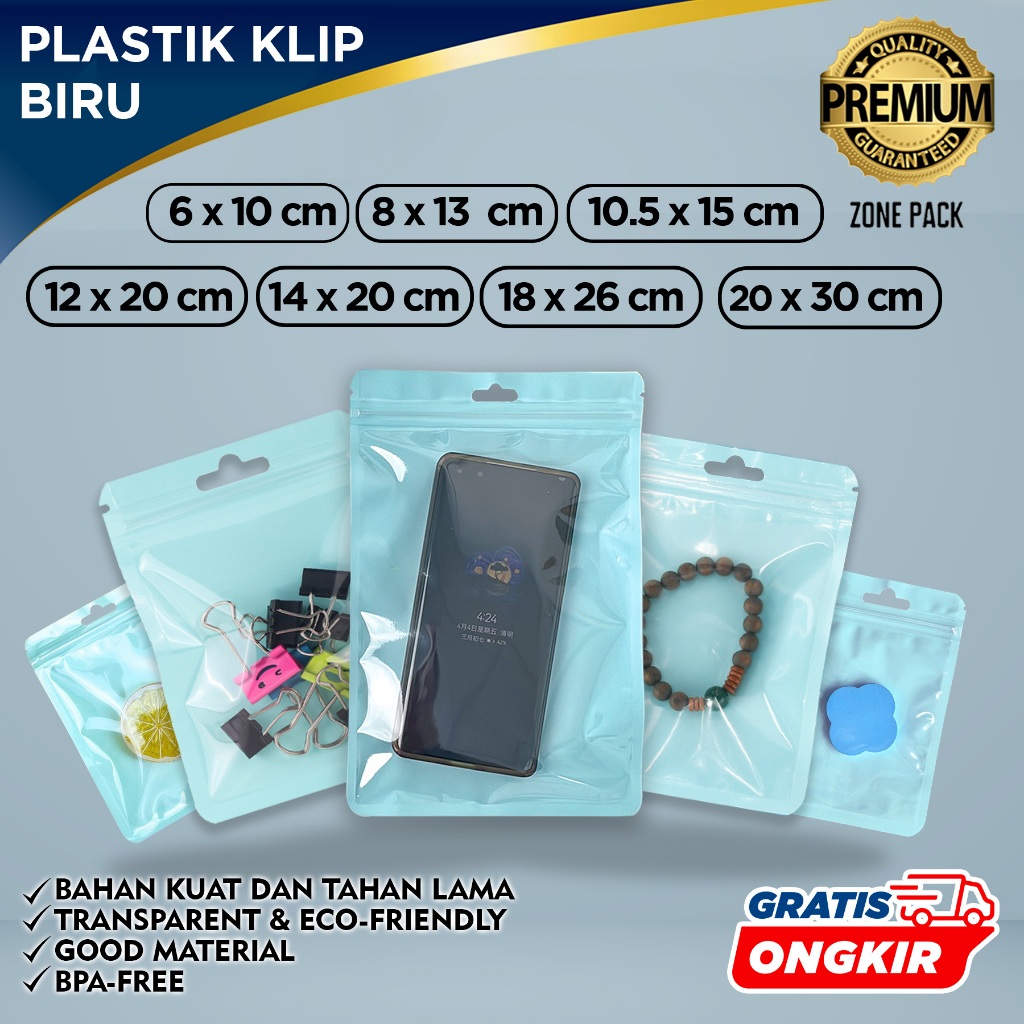 Plastik Ziplock Warna Biru | Kantong Perhiasan Kosmetik | Kantong Ziplock Warna Warni