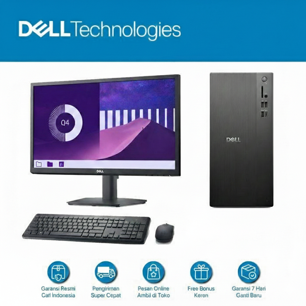Dell Tower Desktop ECT1250-Core i5-14400 8GB 512GB UMA Windows11 Office Home And Student 2024 + M365