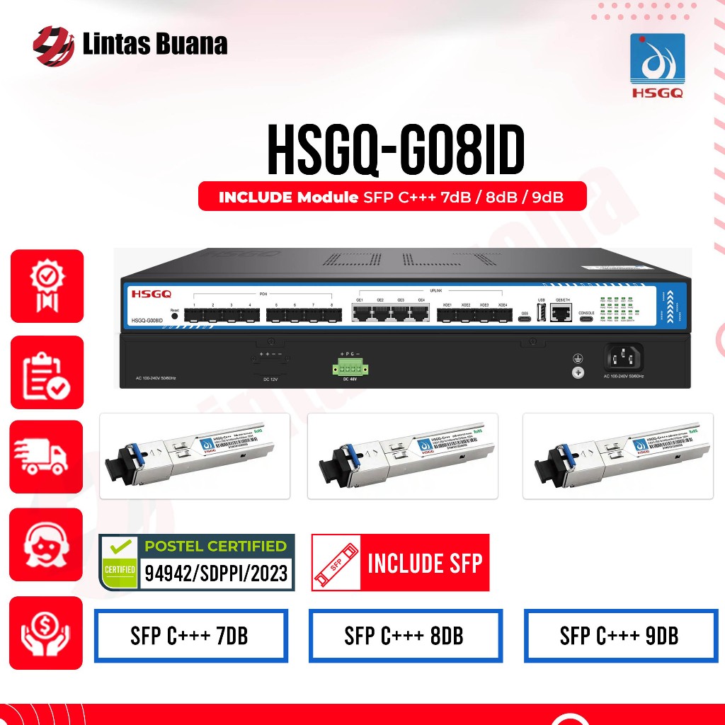 OLT GPON HSGQ-G008ID 8 Port GPON OLT 10G uplink FREE SFP GPON Module C+++