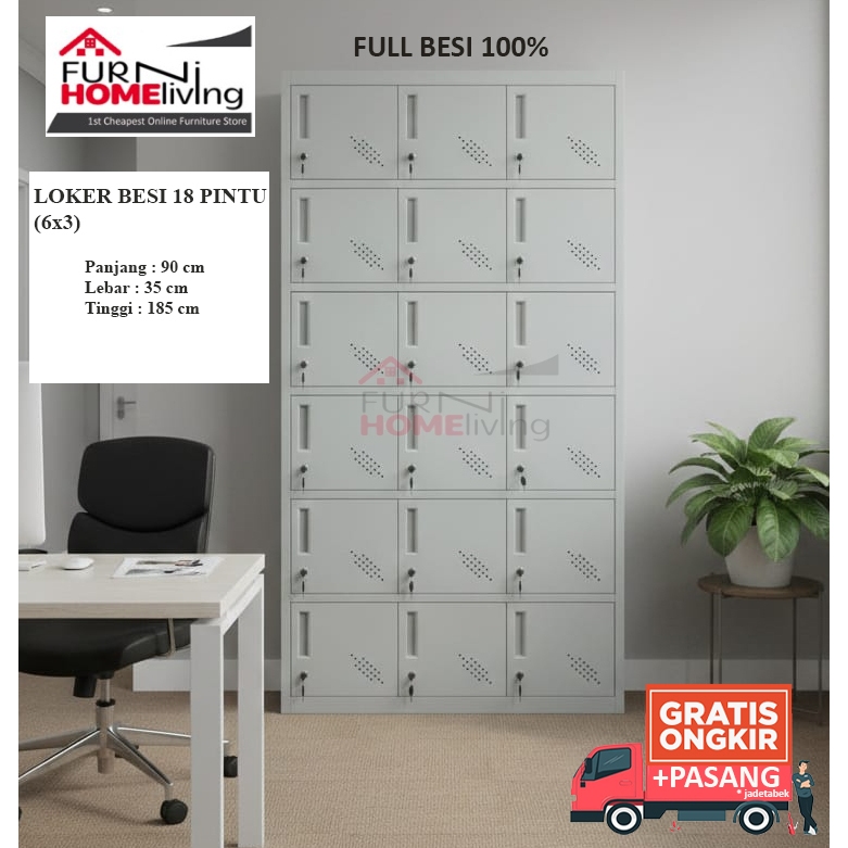 PROMO Loker Besi Kabinet / Cabinet Locker Besi Karyawan Kantor Office Gym 18 Pintu AKL18