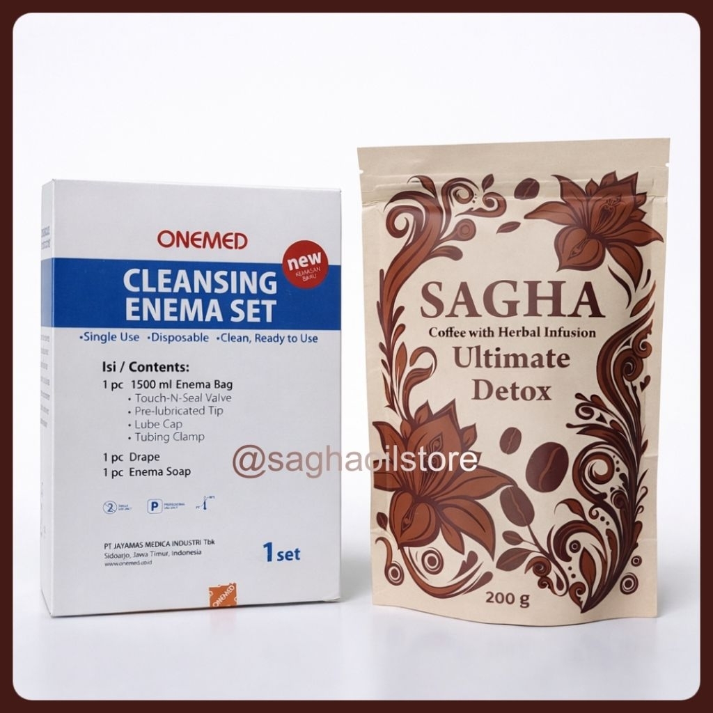 Enema Kopi Paket Pemula | Paket Kopi Sagha Prebiotik 200gr + Kantong Enema