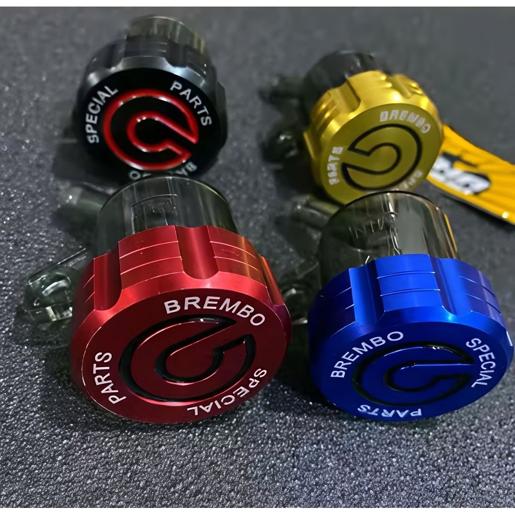 Tabung Minyak Rem Master Rem Big Logo CNC Cap Oil Tabung Smoke Universal - Brembo Hitam Merah Biru G