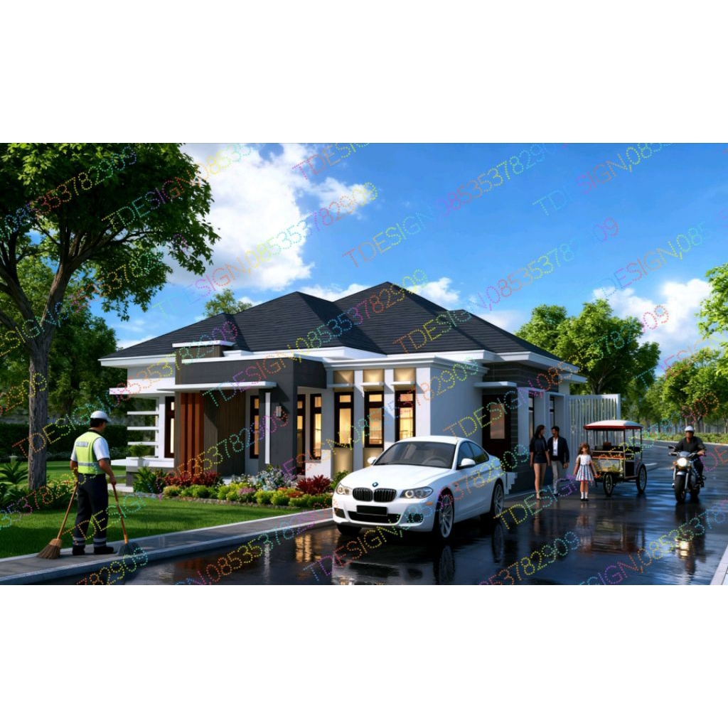 PAKET DESAIN RUMAH UKURAN 20X15. Natural desai. jasa desain rumah 3D.4 kamar tidur