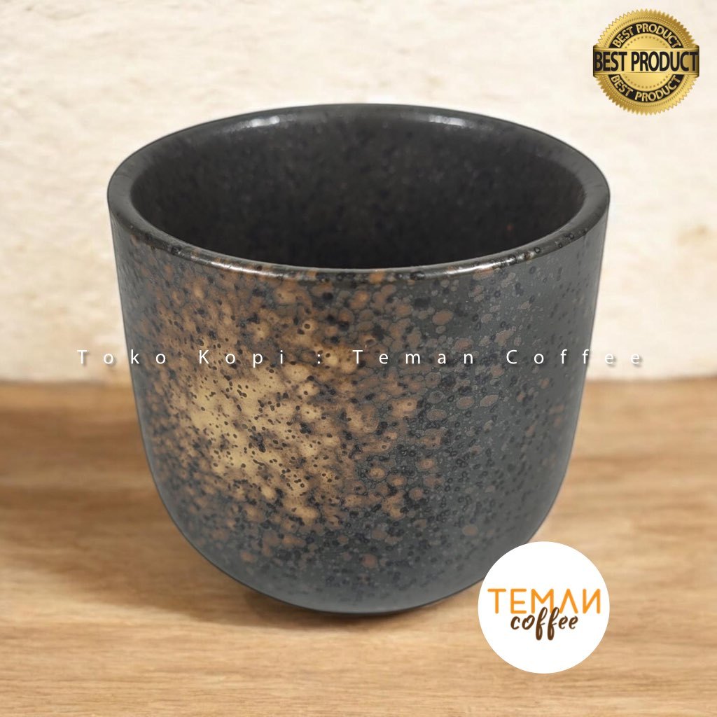 K-Locke Sensory Cup Gelas Keramik Kopi Teh Japanese Style Ceramic Cup 200ml Jade - KL2 - Black/Brown