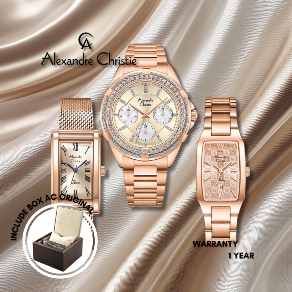 JAM TANGAN WANITA ALEXANDRE CHRISTIE STAINLESS STEEL ORIGINAL WATCH ROSEGOLD AC STEEL ROSE GOLD ORI 