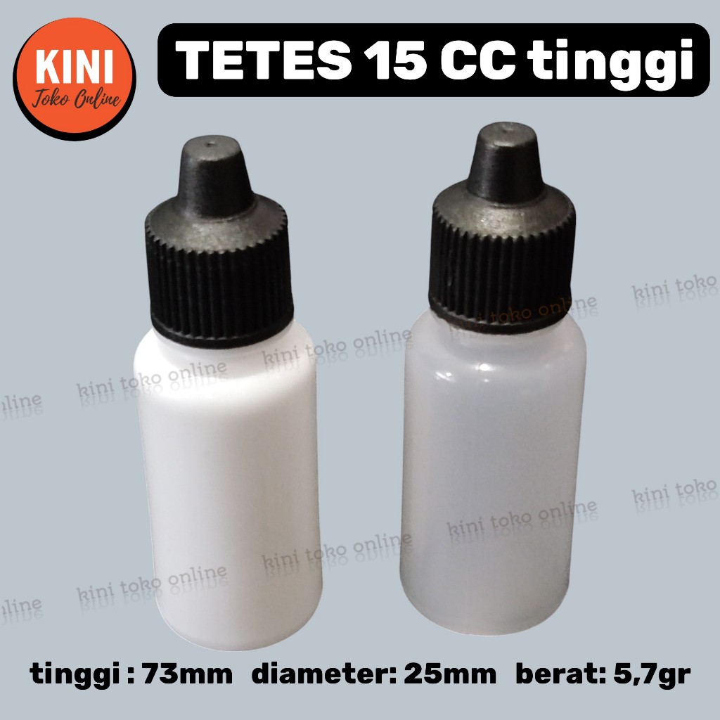 CC LUBANG botol tetes 15 ml TINGGI NON SEGEL plastik 15ml tutup hitam merah