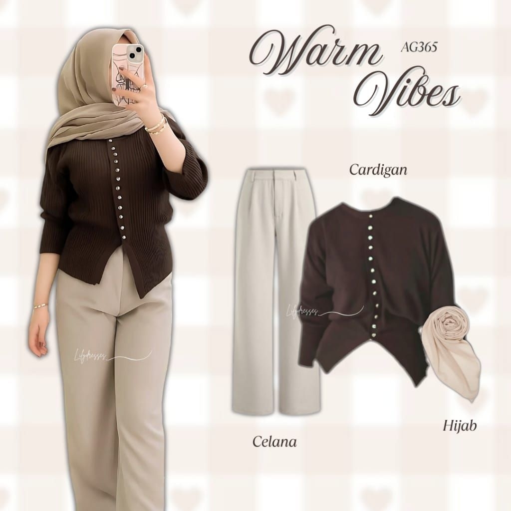 One Set Wanita / Cardigan + Oro Pants + Hijab / Setelan Wanita / Setelan Wanita Kekinian / Ootd Wani