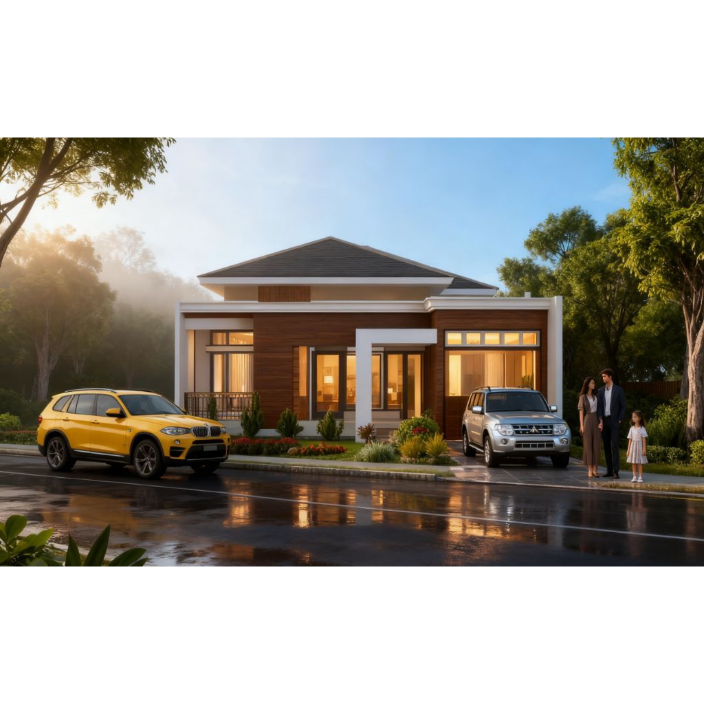 paket desain rumah minimalis, desain 3d eksterior rumah, gambar 3d rumah lengkap ukuran 10x13, Luas 