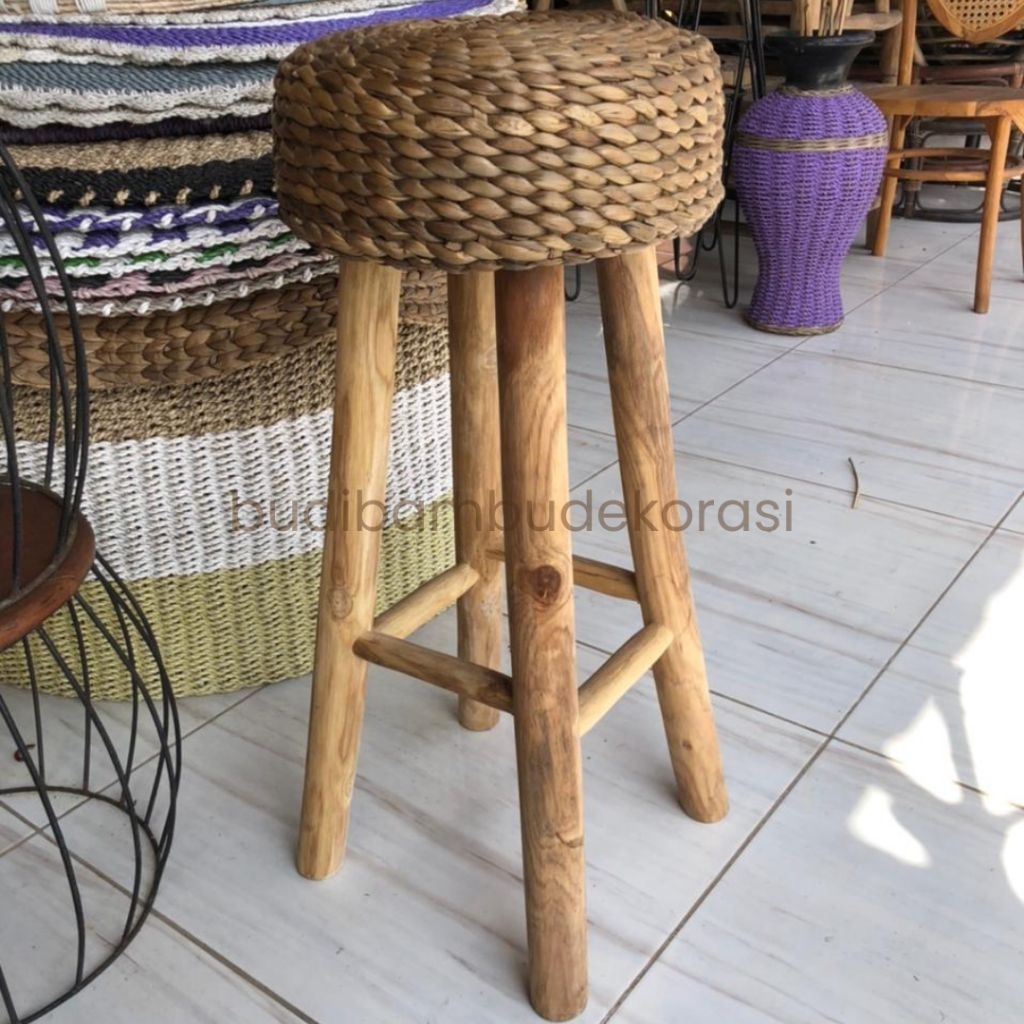 PROMO Kursi Bar Anyaman Enceng Gondok Tinggi 70cm / Kursi Bar Cafe/ Kursi Resto / Kursi Bar Estetik/
