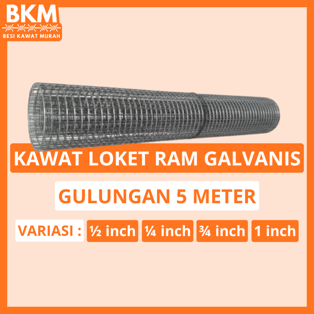 Kawat Loket Ram Galvanis Variasi Lubangan - Harga / 5 Meter