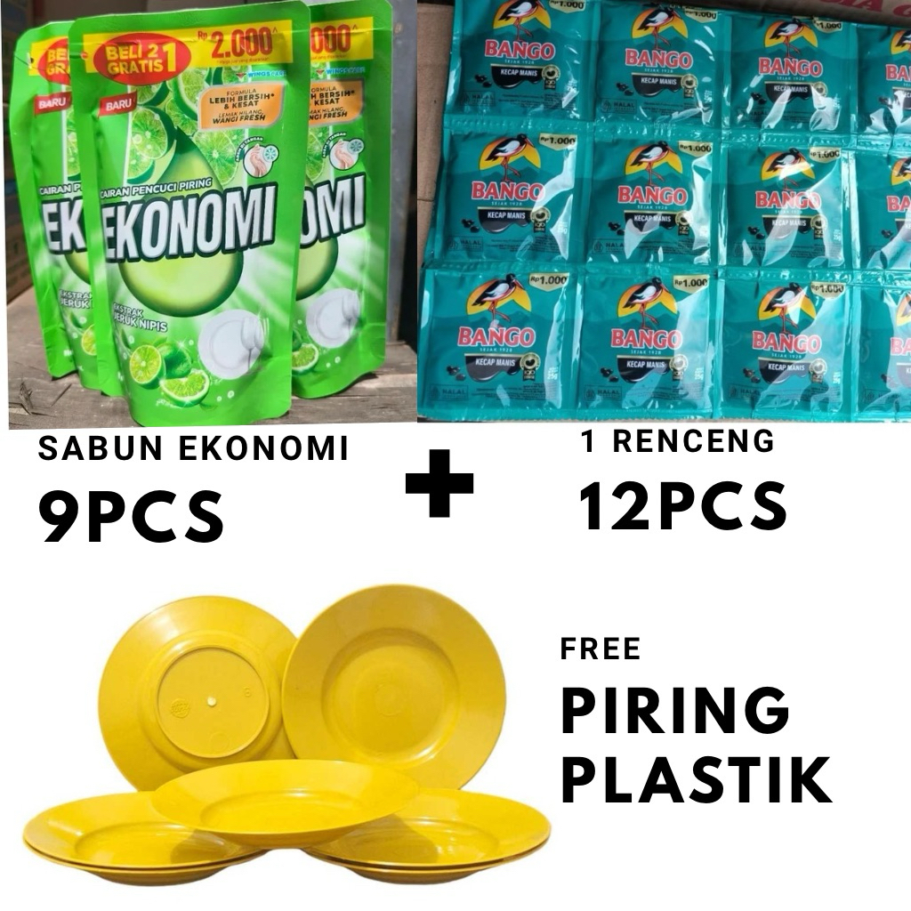Promo Sabun ekonomi 2000 + kecap Bango 1 renceng Free piring
