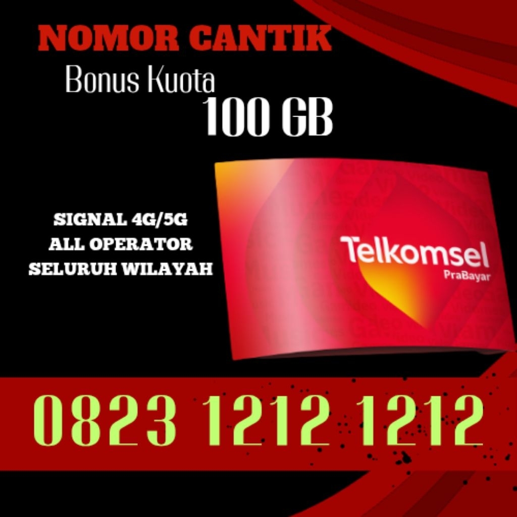 Kartu cantik perdana telkomsel seri 12 digit free-kuota hingga 100GB