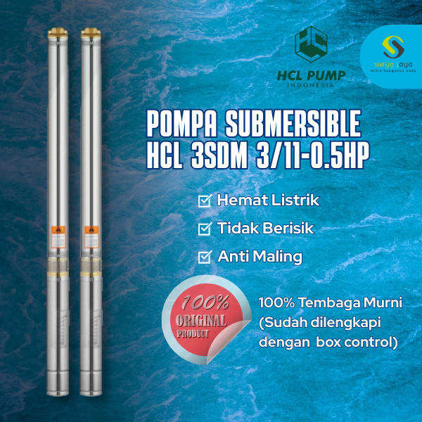 Submersible PUMP HCL 3'' 0.5HP + Control Box + Kabel 30 Meter / Pompa HCL Kabel 30 Meter / Pompa Sum