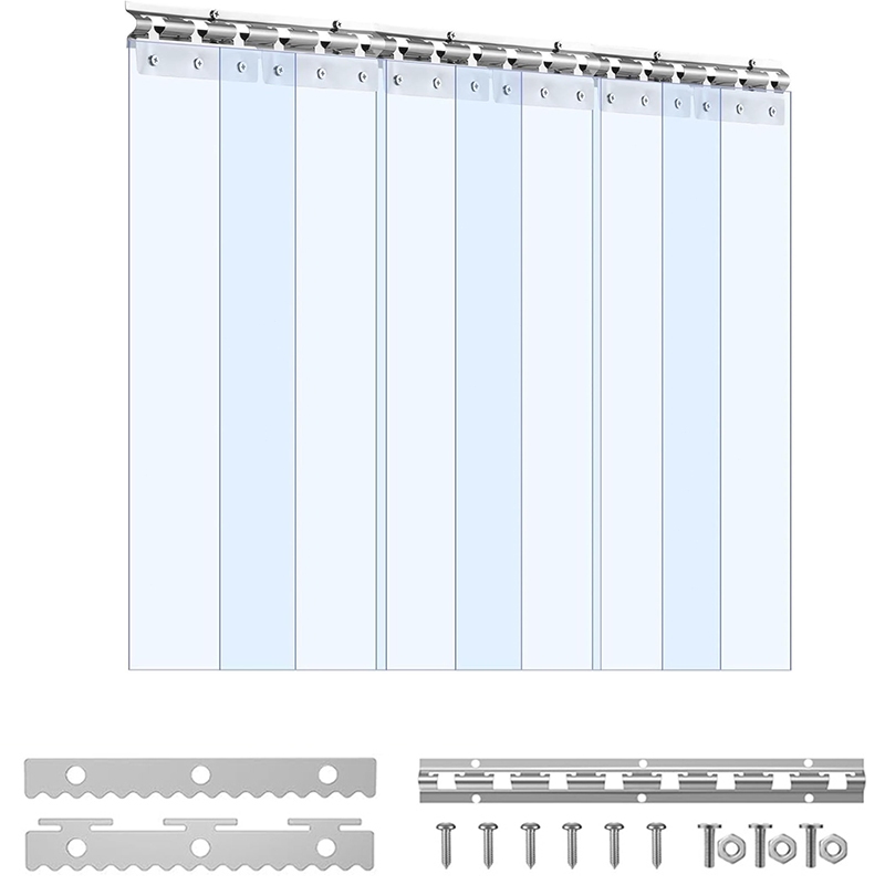 KIT TIRAI PINTU STRIP PVC LENGKAP - GANTUNGAN PEMASANGAN UNIVERSAL - TIRAI PINTU TRANSPARAN PLASTIK