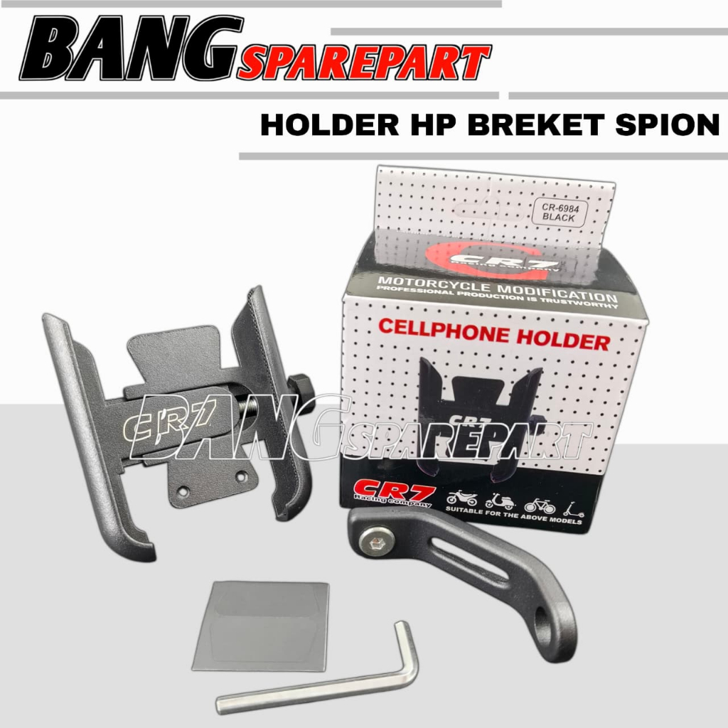 Holder HP Motor CR7 Universal Adjustable Dudukan Sopin Motor dengan Breket Spion