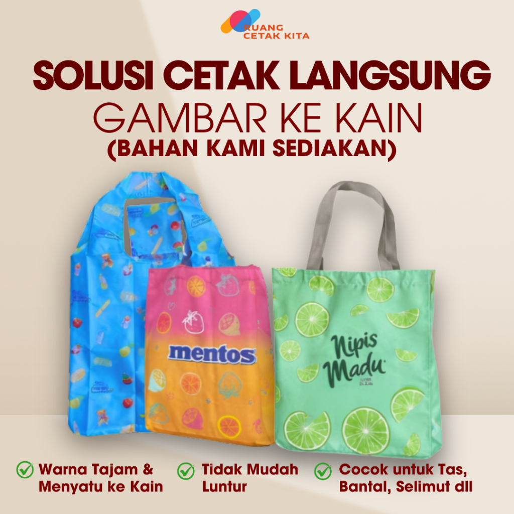 Jasa Cetak Gambar Langsung ke Kain Custom / Jasa Cetak Kain / Cetak Bahan / Cetak Tas / Print Kain C