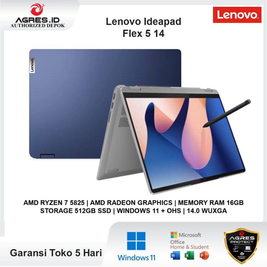 Laptop Lenovo Ideapad Flex 5 14 Touch Ryzen 7 5825 16GB 512GB Win 11 OHS 14.0 WUXGA PEN
