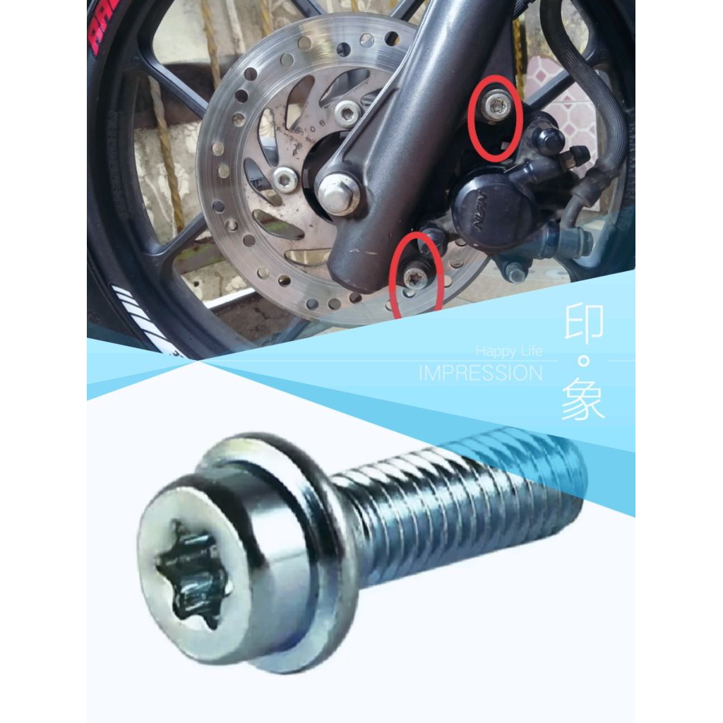 Baut bintang kaliper rem Honda Beat Vario Scoopy Revo Blade karisma dll..