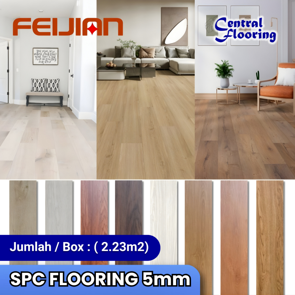 Lantai Spc FEIJIAN 5mm (4mm + 1mm Ixpe) | Spc Flooring Sistem Klik