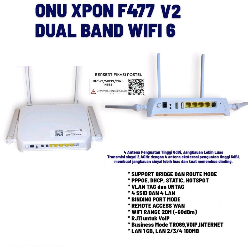 GLOBAL ONU XPON F477V2 Dual Band F477 V2