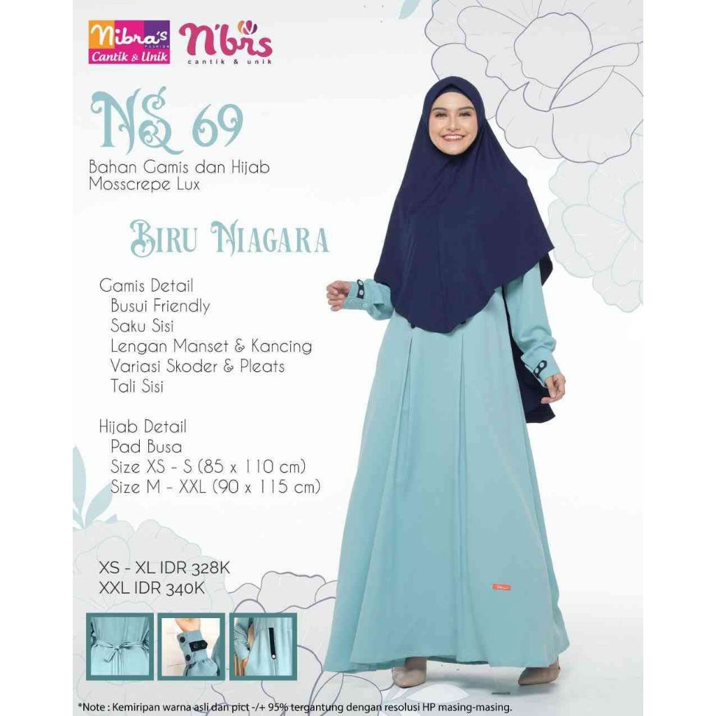 [Big Sale] Nibras Gamis NS 69 Biru Niagara
