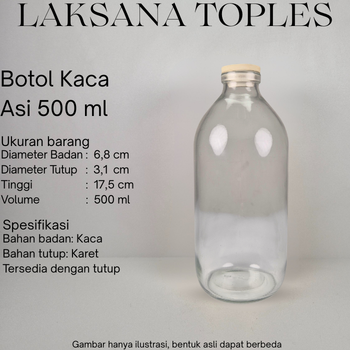 Botol Asi - 500 ml tebal / botol kaca susu jamu kopi 500ml