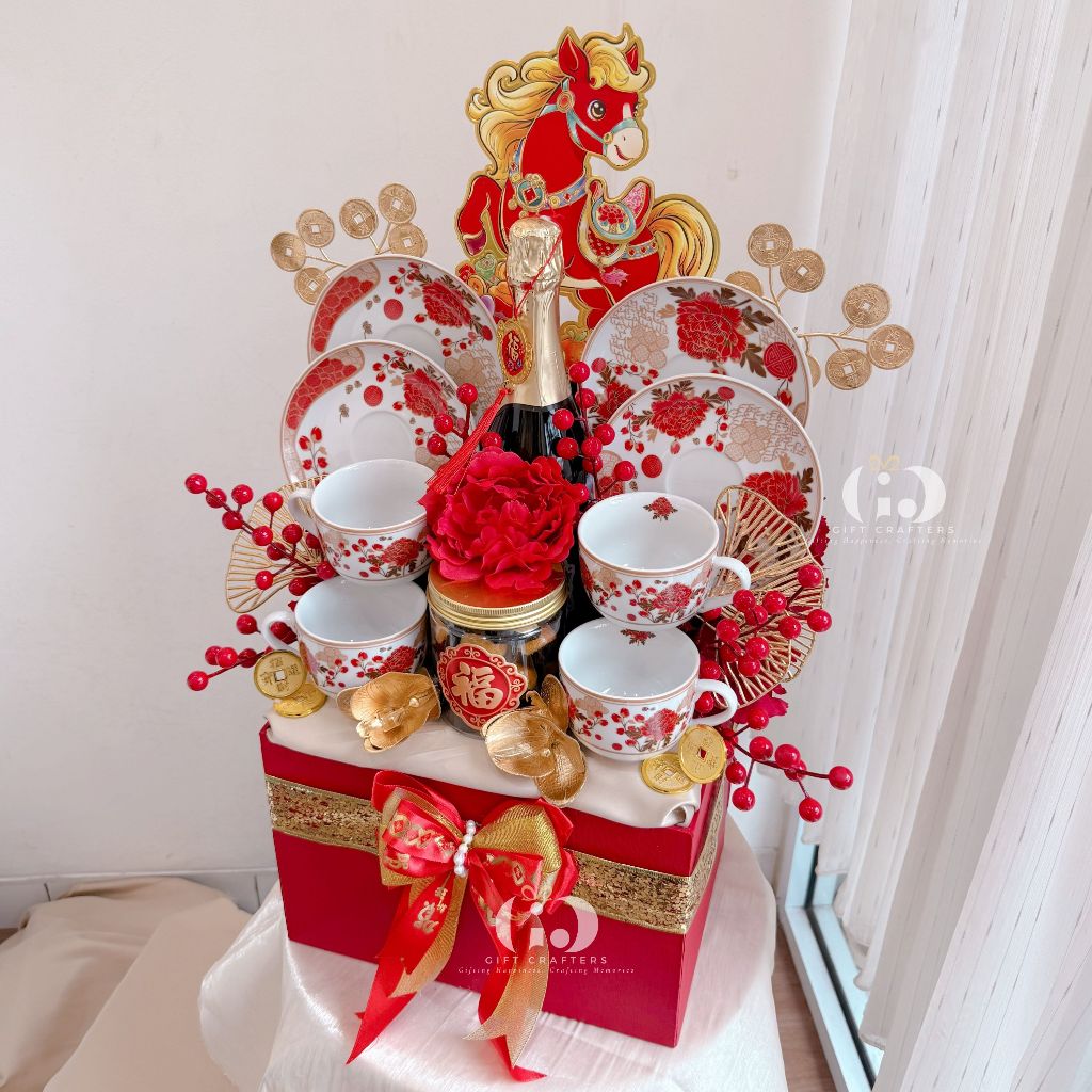Parcel Imlek Isi Cangkir Tea Set & Wine NonAlkohol Edisi 2026 Shio Kuda
