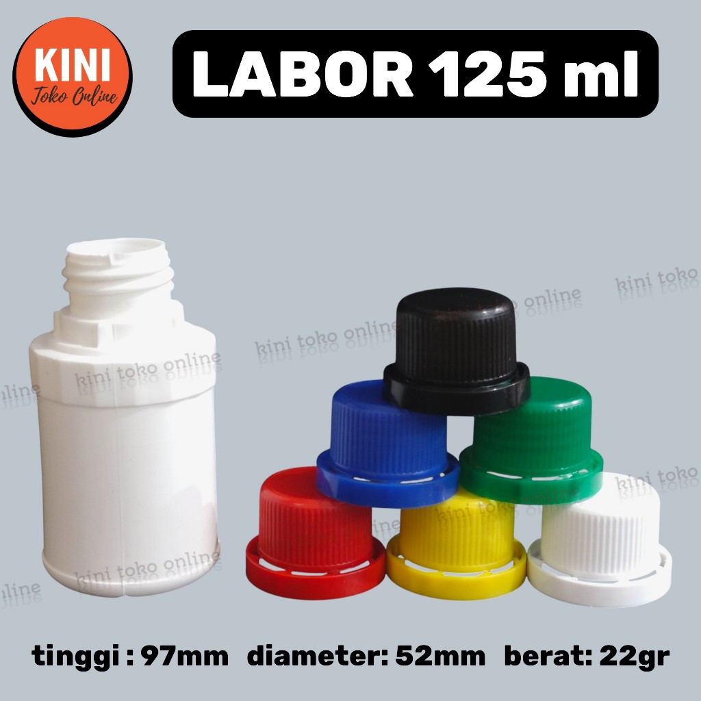 Botol LABOR 125 ml agro Pert 125ml Plastik HDPE solid pupuk Bulet cc putih bening