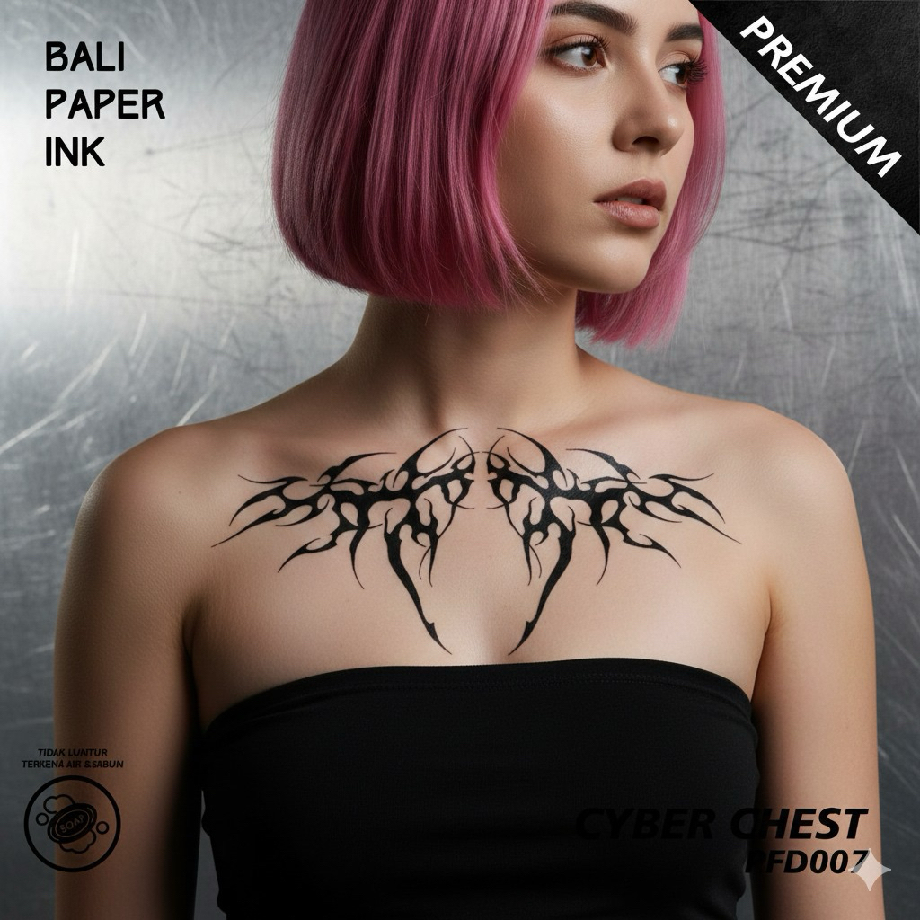 Bali Paper Ink PFD007 CYBER CHEST Fruit Ink Tatto Temporary Premium Tato Temporer Full Dada - Tato D