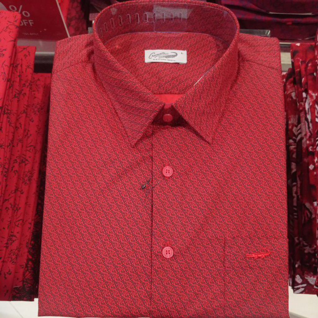 Crocodile - Kemeja merah motif kemeja lengan pendek crocodile kemeja formal