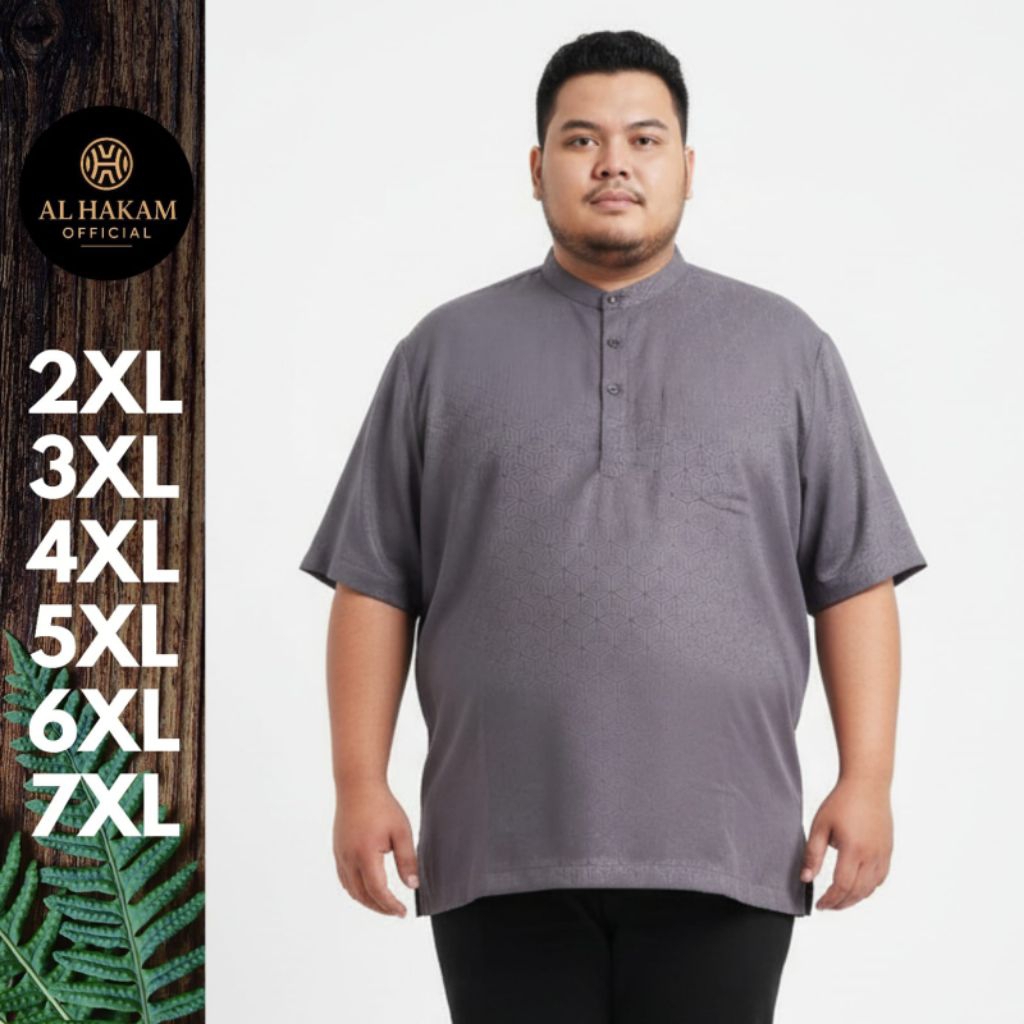 Kemeja Koko Kurta Lengan Pendek Embos Premium Jumbo Kurta Besar
