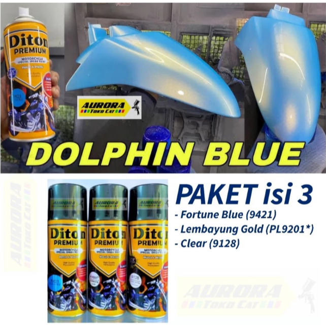 PAKET Dolphin Blue Biru Dolpin Diton Premium ( Fortune Blue + Lembayung Gold + Clear )