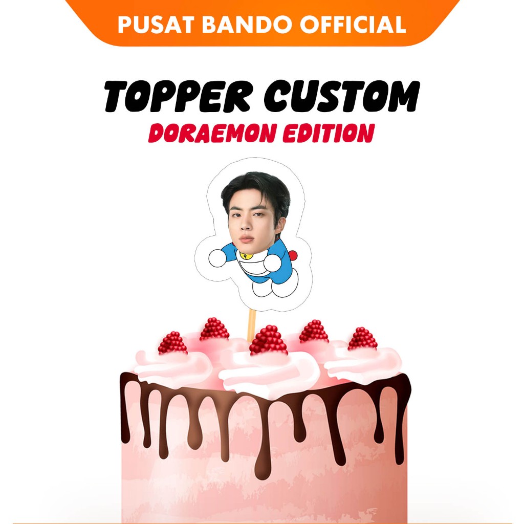 Topper Cake Custom Muka Foto Ultah - Doraemon Edition