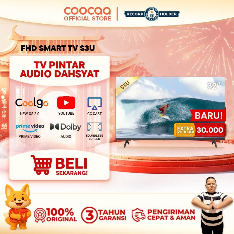 COOCAA 32 inch S3U Smart TV - Digital TV - Dolby Audio - Youtube - Mirroring -  Flick Free - Boundle