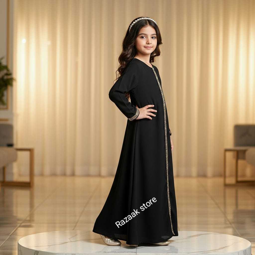 Abaya Anak Basic Hitam Dress Anak Perempuan Turkey Gamis / Abaya Anak Perempuan