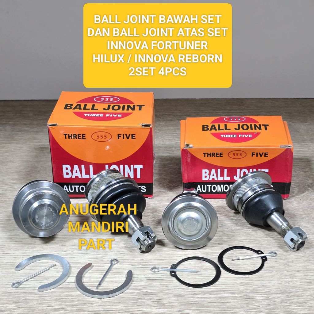 BALL JOINT BAWAH SET DAN BALL JOINT ATAS SET INNOVA FORTUNER HILUX / INNOVA REBORN 2SET 4PCS